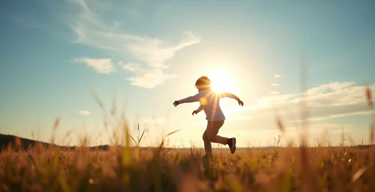 Enfant jouant en extérieur sous lumière naturelle